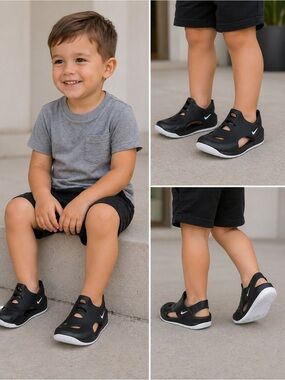 NIKE Sunray Protect 3 Sandals Black / White Kids Toddlers Size 9C